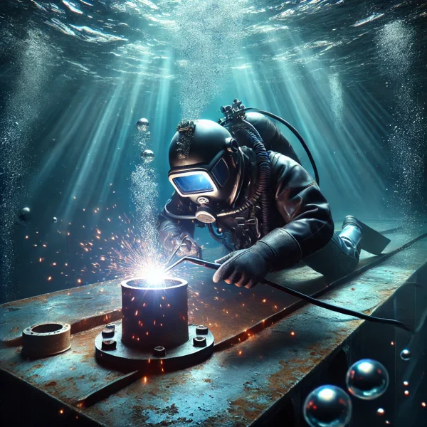DALL·E-2024-09-13-16.03.05-A-realistic-image-of-an-underwater-welding-diver-working-on-a-submerged-structure.-The-scene-is-set-deep-underwater-with-the-diver-wearing-a-full-pro Commercial Underwater Welding